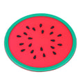 Silicone watermelon-shaped coaster and placemat for cups and drinks, ideal for kids' dining and kitchen accessories.