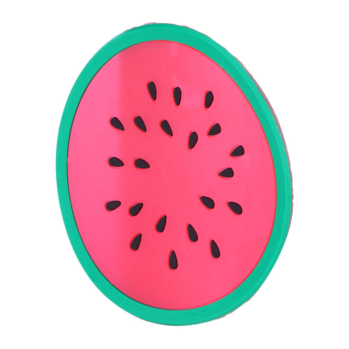Watermelon-shaped silicone coaster featuring fruit design, ideal as a drink holder or placemat for kitchen or nursery use.