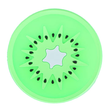 Silicone kiwi-shaped fruit coaster and placemat for cups, ideal for kids' nursery and feeding tableware accessories.