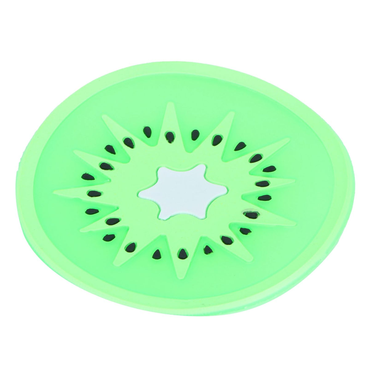 Silicone kiwi fruit-shaped coaster and cup holder mat for drinks, ideal as a kitchen accessory from Everything Baby.