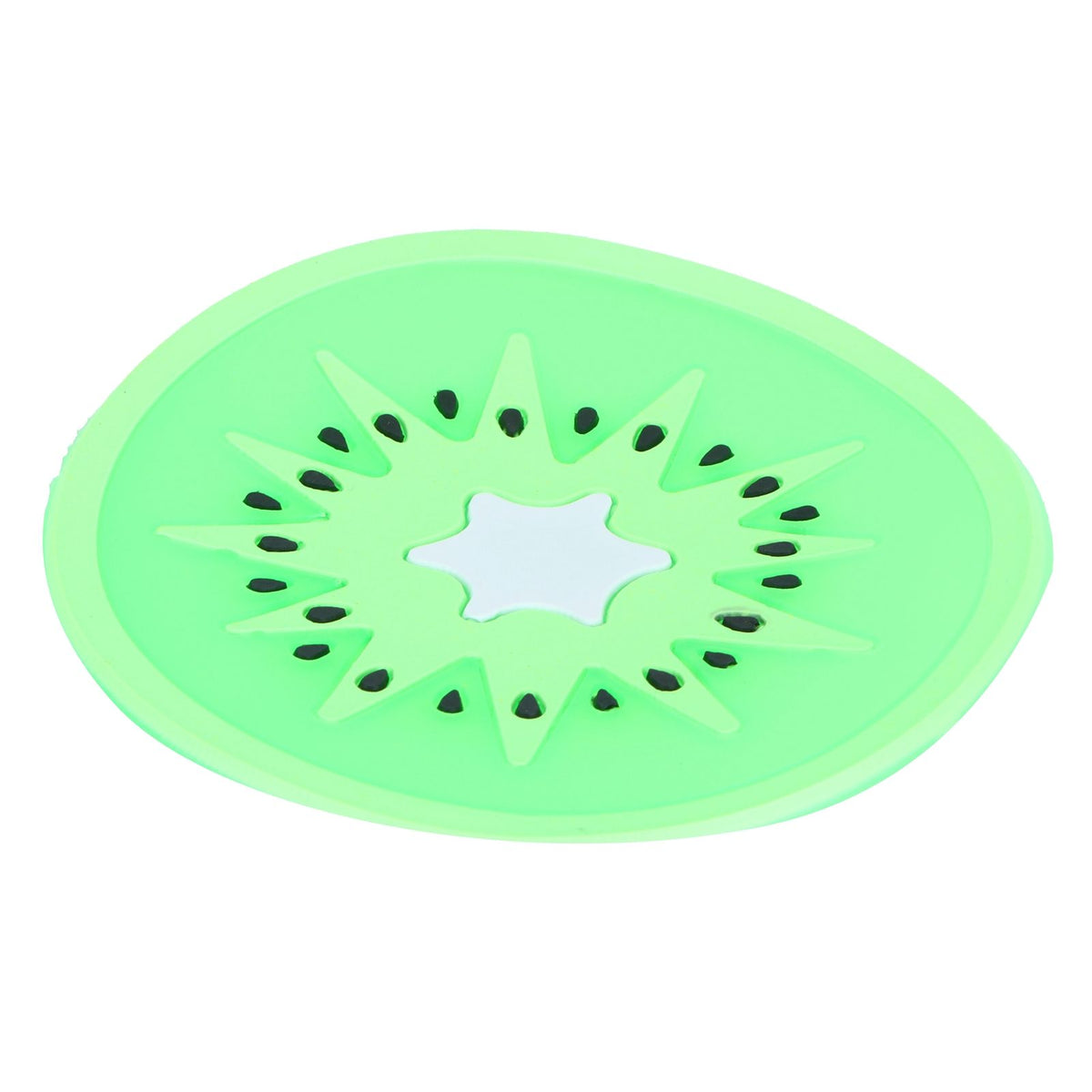 Silicone kiwi-shaped coaster and placemat for cups, ideal for baby and kids nursing and feeding tableware accessories.
