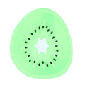 Silicone kiwi fruit-shaped coaster and placemat for cups, featuring colorful, child-friendly kitchen accessories for drinks.