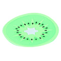 Silicone kiwi-shaped coaster and placemat for cups and drinks, ideal for kids' kitchen accessories and tableware.
