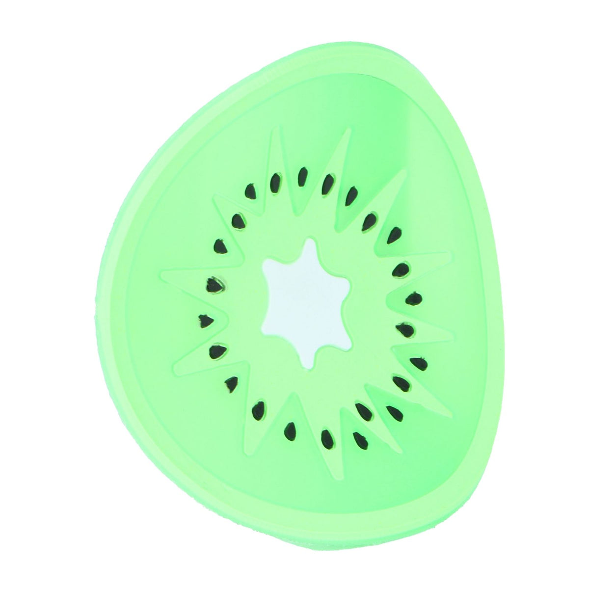 Silicone kiwi fruit-shaped coaster and placemat for cups, ideal for kitchen use and baby feeding accessories.