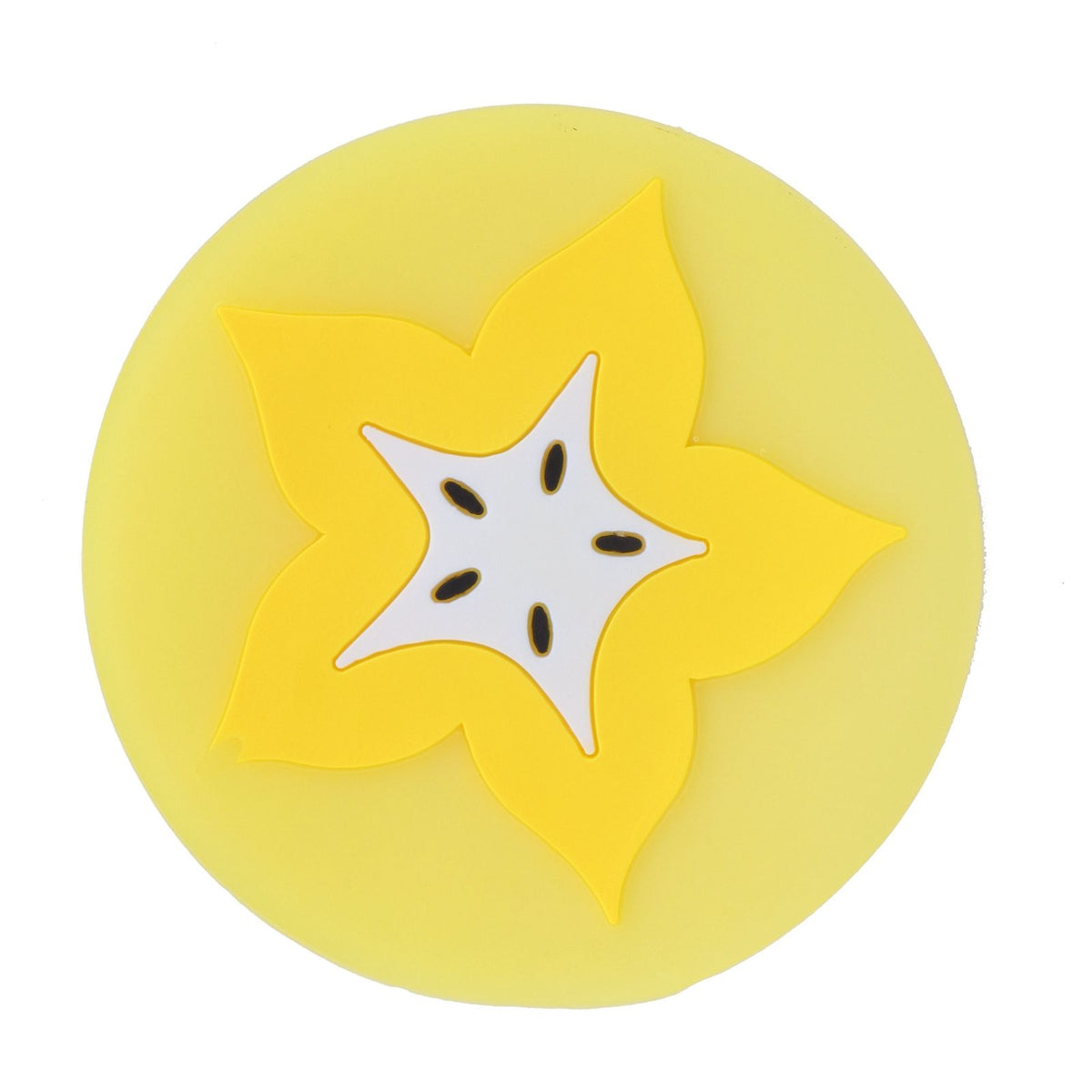 Carambola-shaped silicone coaster and placemat for cups and drinks, ideal for baby and kids feeding accessories.