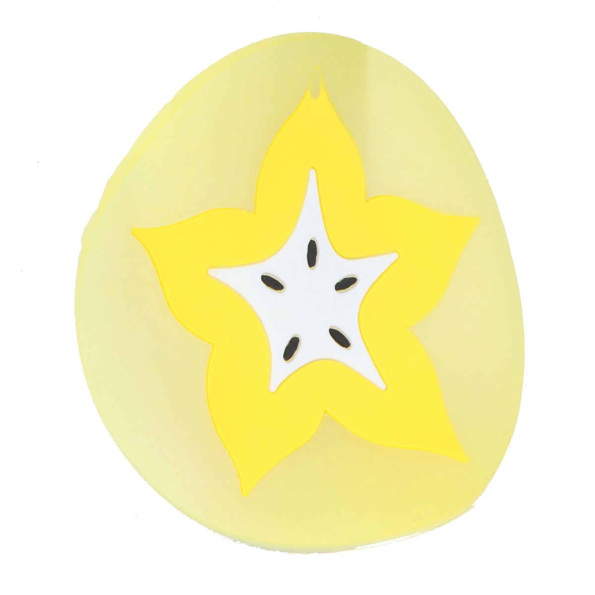 Carambola-shaped silicone coaster and placemat for cups, ideal as a fun kitchen accessory for baby and kids' feeding.