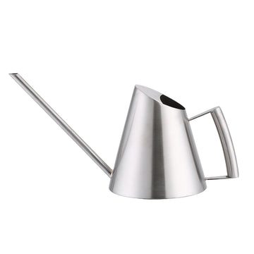 Mini stainless steel watering can with brushed finish, suitable for garden, indoor, or outdoor plant watering.