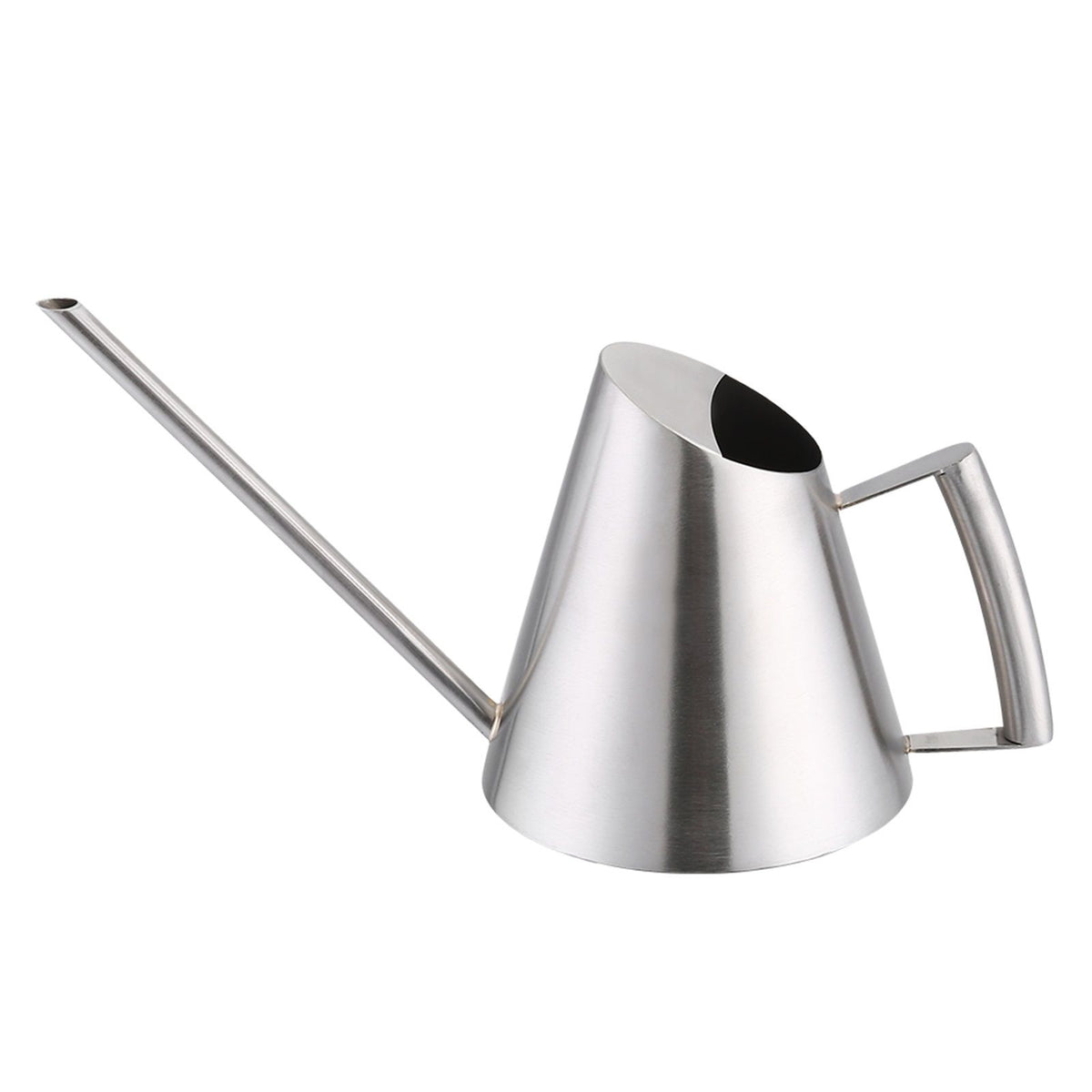 Mini stainless steel watering can with brushed finish, suitable for indoor and outdoor gardening and play for kids.