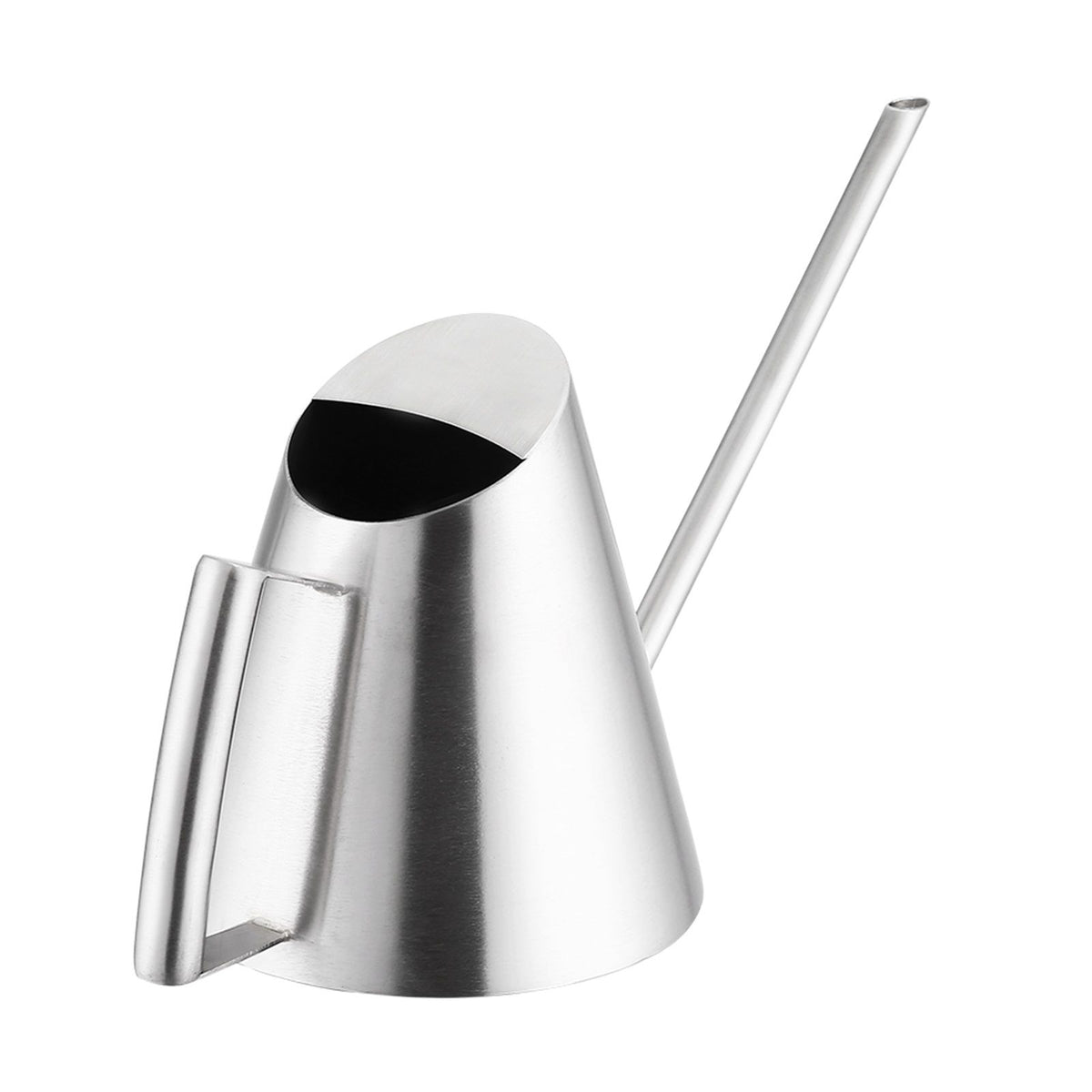 Brushed stainless steel 400ml mini watering can for garden or indoor planting, suitable for kids' outdoor play.