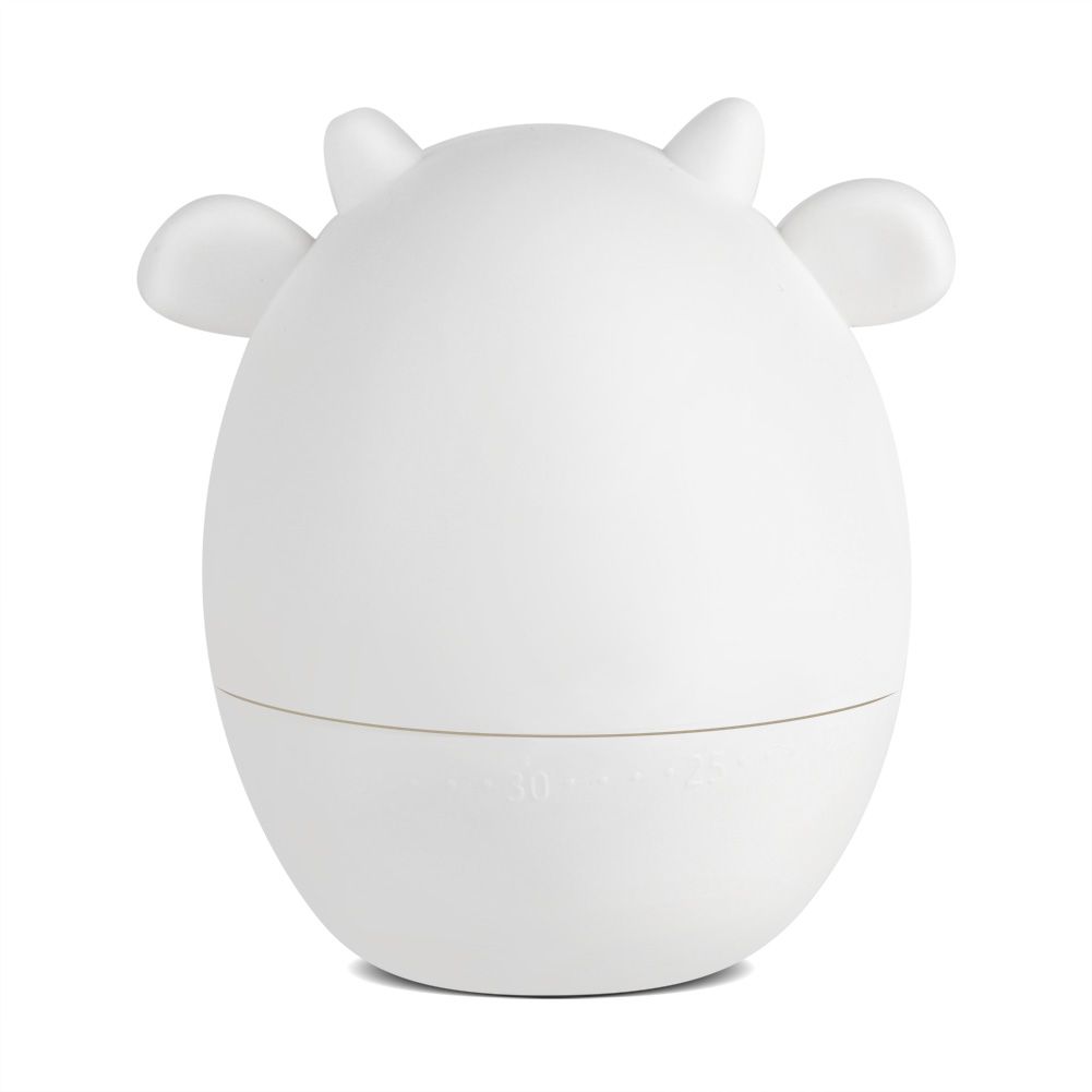 Cute cartoon mechanical kitchen timer from Everything Baby, set for 55 minutes, ideal for pretend play in kids' cooking toys.