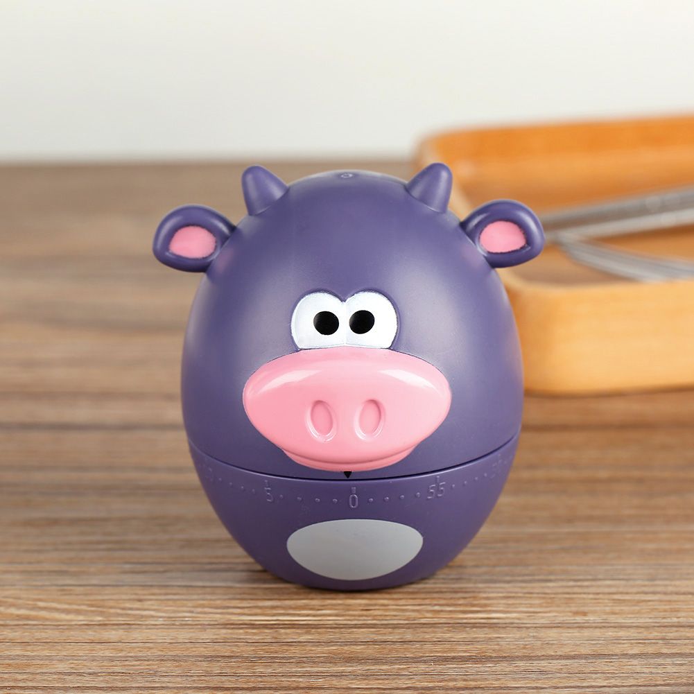 Cute cartoon mechanical kitchen timer from Everything Baby, 55-minute countdown timer for pretend play cooking activities.