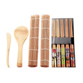 Baby and Kids bamboo sushi making kit with 13 pieces, including tools for homemade sushi fun and family food activities.
