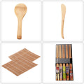 Bamboo sushi making kit with 13 pieces for homemade sushi, including tools for food lovers, by Everything Baby.
