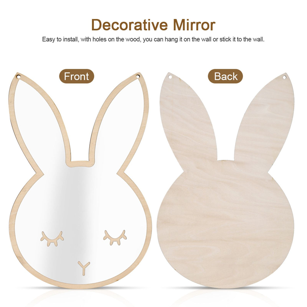 Nordic acrylic decorative mirror wall sticker with rabbit design, ideal for children's room decor and kid's furniture accents