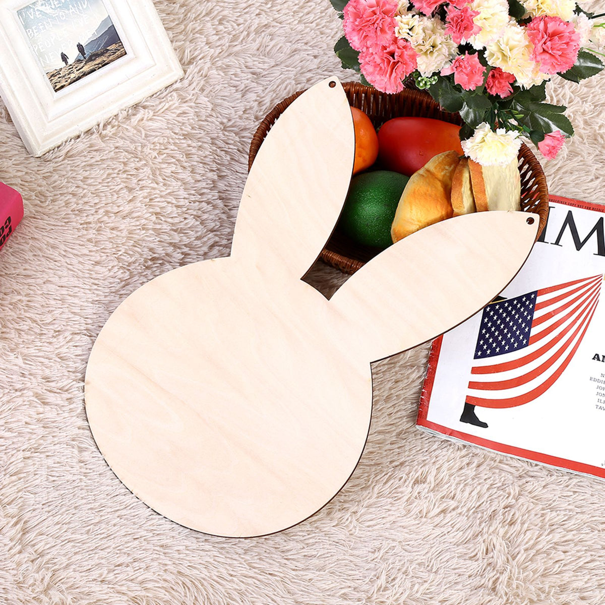 Nordic acrylic decorative mirror wall sticker featuring a rabbit design, ideal for children's room decor and home art.