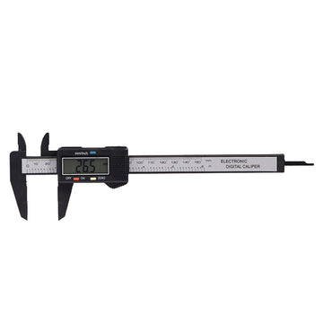 Digital caliper with large LCD screen for precise inside, outside, and depth measurements, black color, ideal for safety equipment.