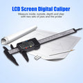Digital caliper with large LCD screen for precise inside, outside, and depth measurements, black color, suitable for safety gate installation.