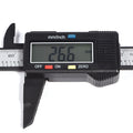 Digital caliper with large LCD screen, used for precise inside, outside, and depth measurements, in black.
