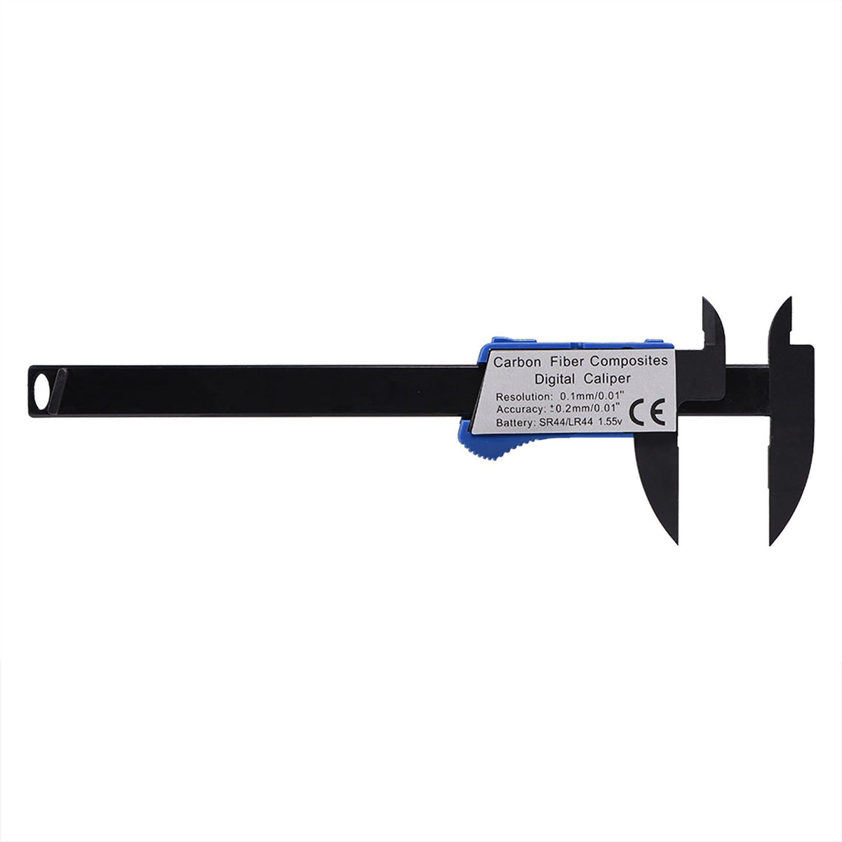 Digital caliper with blue body and large LCD screen for precise inside, outside, and depth measurements, suitable for safety gate fittings.