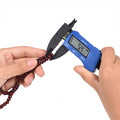Digital caliper with large LCD screen for precise inside, outside, depth, and step measurements, in blue.