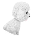 White dog-shaped bobble head toy for car dashboard decor, suitable for kids' ride-on cars and go-karts by Everything Baby.