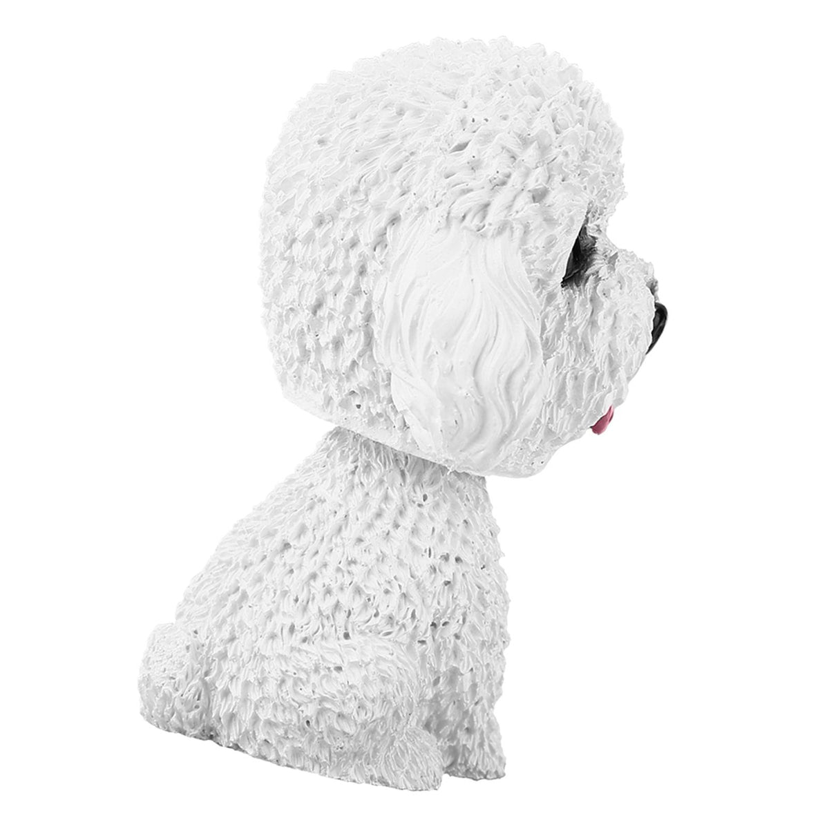 White dog-shaped bobble head toy for car interior decor, featuring a shaking head design, ideal for dashboard ornament.