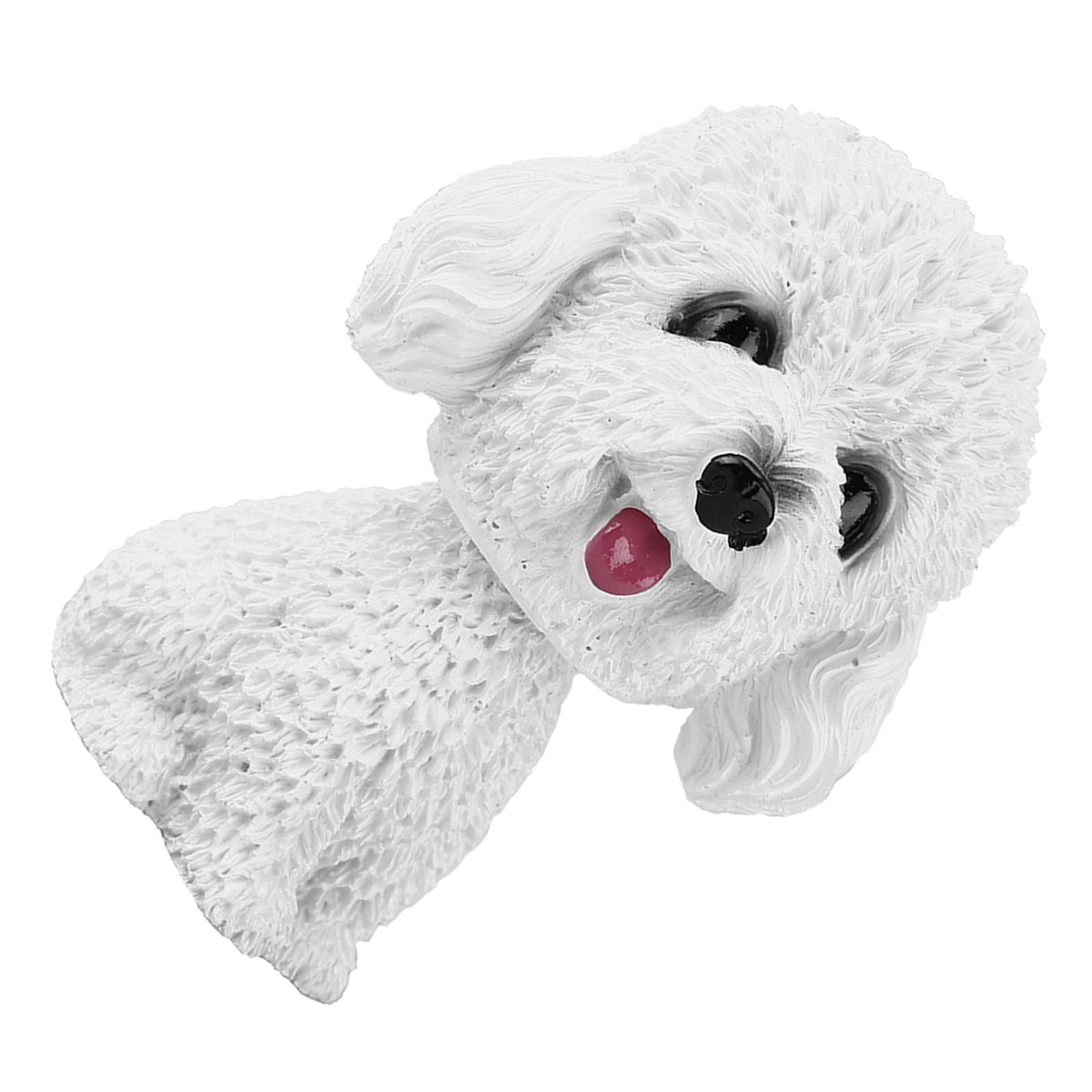 White dog-shaped bobble head toy for car interior decor, perfect for dashboard ornament in baby and kids ride-on cars.