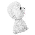 White simulation shaking head dog decor bobble head toy for car interior dashboard ornament, suitable for kids' ride-on cars.