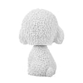 White simulation shaking head dog decor bobble head toy for car dashboard, suitable for kids' ride-on cars and accessories.