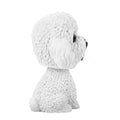 White simulation shaking head dog decor bobble head toy for car interior dashboard, suitable for kids' ride-on cars.