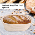 Handmade unbleached cane banneton proofing basket for bread dough, measuring 21x13.5x8cm, ideal for bread baking.