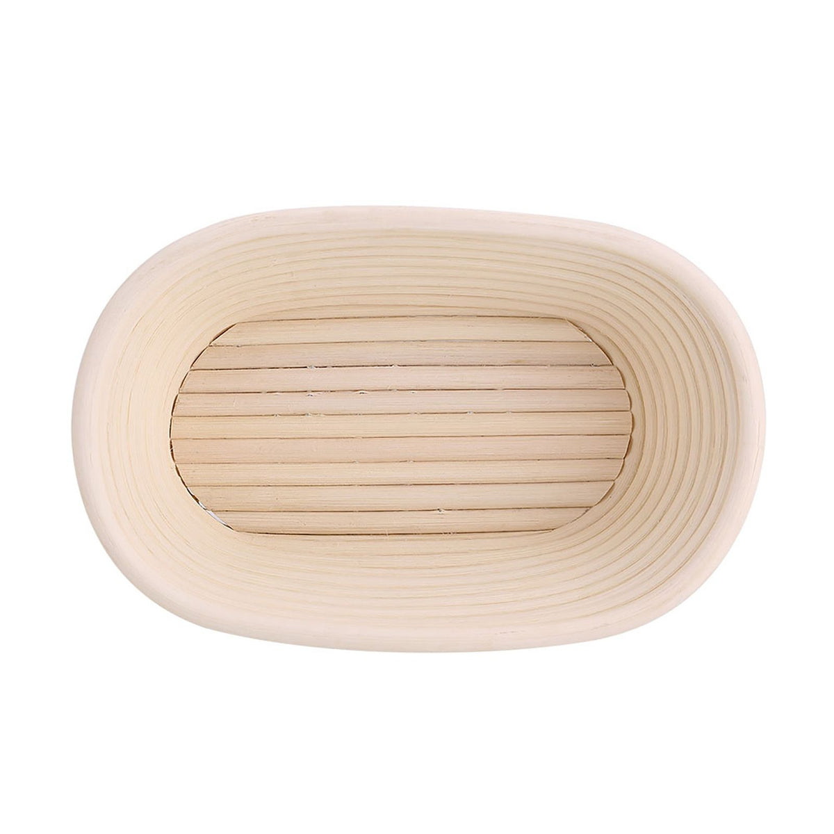 Handmade unbleached natural cane banneton proofing basket for bread dough, 21x13.5x8cm, ideal for bread baking and proofing.