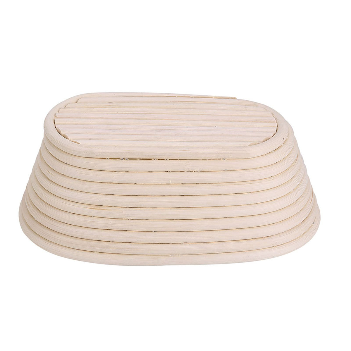 Handmade unbleached natural cane banneton proofing basket for bread dough, 21x13.5x8cm, ideal for bread baking and proofing.