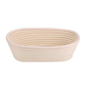 Handmade unbleached natural cane banneton proofing basket for bread dough, 25x14.5x8cm, used for bread baking and proofing.