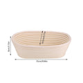 Handmade unbleached natural cane banneton proofing basket for bread baking, with dimensions 25x14.5x8cm, suitable for dough proofing.