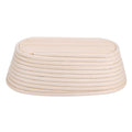 Handmade unbleached natural cane banneton proofing basket for dough and bread baking, with dimensions 25x14.5x8cm.