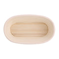 Handmade unbleached natural cane banneton proofing basket for bread dough, 25x14.5x8cm, used for bread baking.