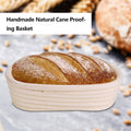 Handmade unbleached natural cane banneton proofing basket for bread dough, 27.5x14x8cm, used for baking bread.