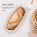 Handmade unbleached natural cane banneton proofing basket for bread baking, 27.5x14x8cm, in a natural finish.