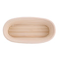 Handmade unbleached natural cane banneton proofing basket for bread dough, 27.5x14x8cm, used for bread baking.