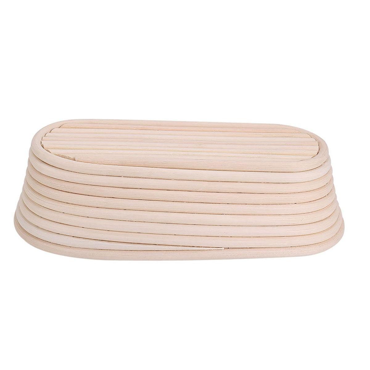 Handmade unbleached natural cane banneton proofing basket for bread dough, 27.5x14x8cm, part of bread baking kit.