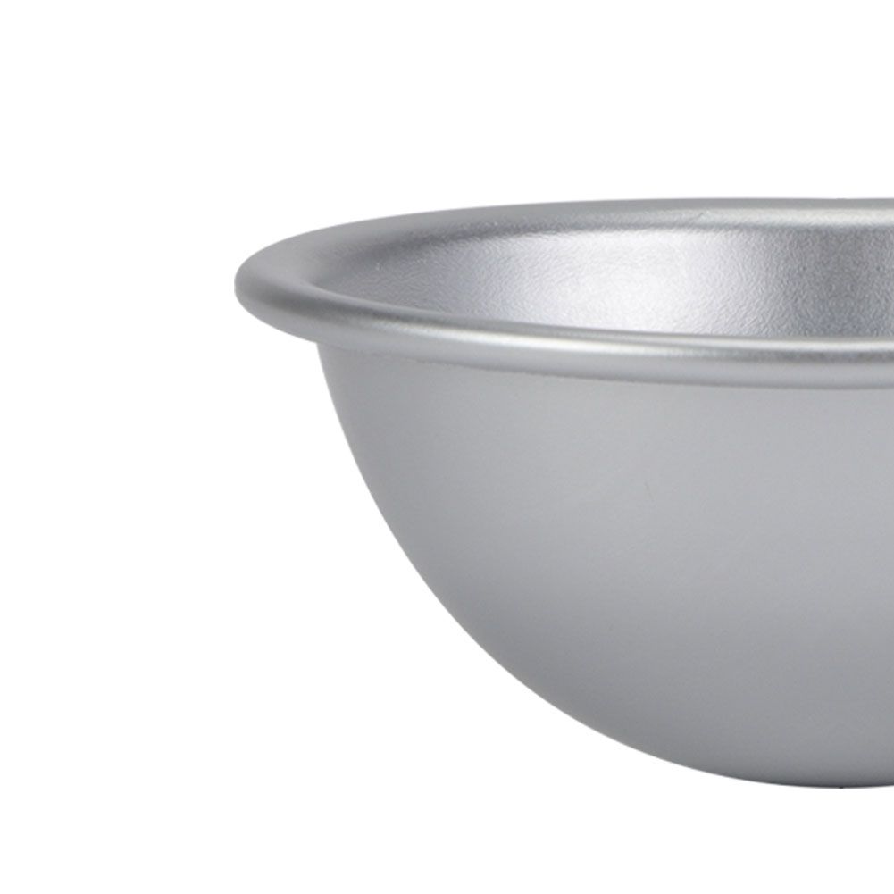 Aluminum 9cm semicircle mold for cake and dessert shaping, used in baking and pudding presentation, by Everything Baby.