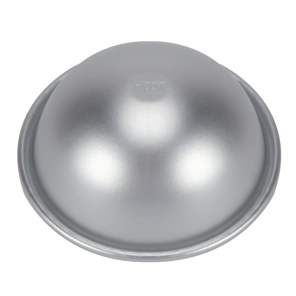 Aluminum 9cm semicircle mold for baking and dessert decorating, with a hemisphere shape, ideal for chiffon cakes and puddings.