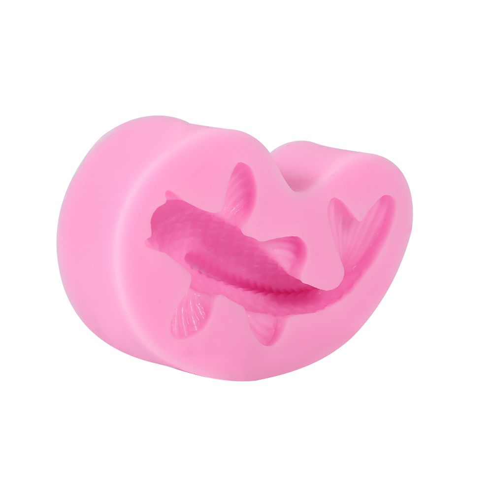3D fish-shaped silicone fondant mold for cake decorating, used for chocolate and sugarcraft in baby and kids' pretend play.