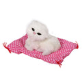 White plush sitting kitten toy with realistic sound, perfect for pretend play and Christmas gift for babies and kids.