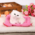 White plush sitting kitten toy with realistic sound, perfect for pretend play, suitable as a Christmas gift for kids.
