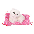 White plush sitting kitten toy with realistic sound, perfect for pretend play and Christmas gift for babies and kids.