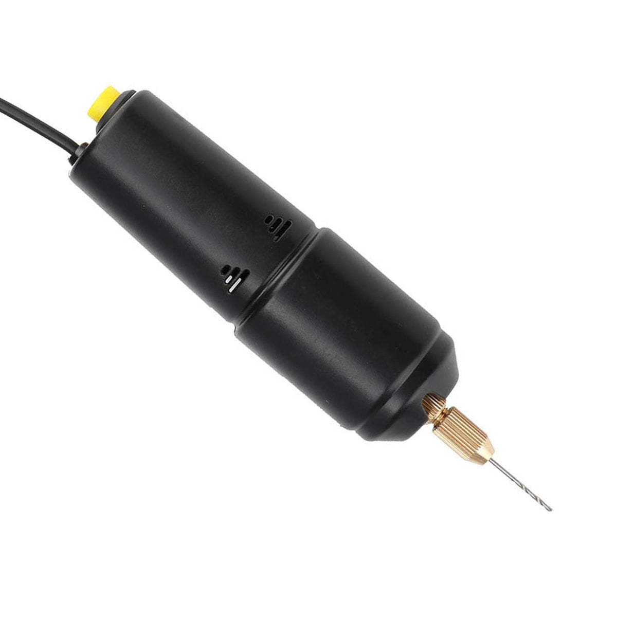 Portable mini electric handheld drill with three bits, USB-powered, suitable for small DIY or toy projects, by Everything Baby.
