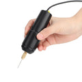 Handheld portable mini electric drill with three bits, compact design, suitable for small DIY tasks and outdoor play equipment.