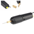 Portable mini electric drill with 3 bits, handheld micro USB-powered toy drill for kids, suitable for outdoor play.